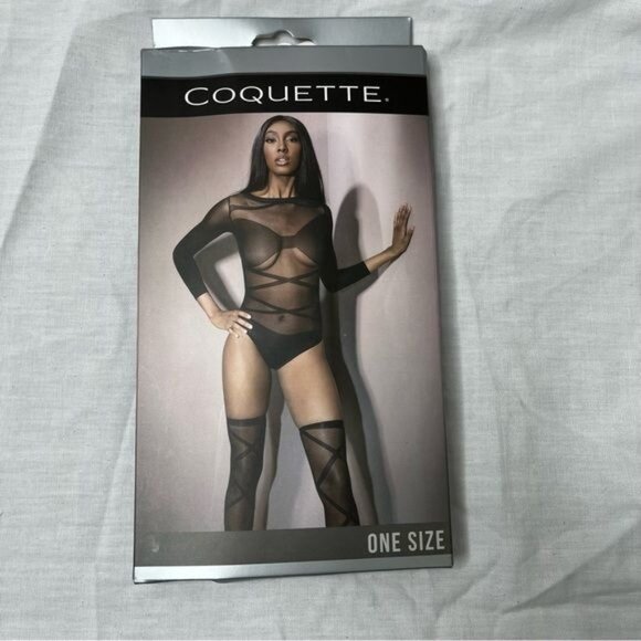 Coquette black sheer banging body bodysuit lingerie one size - Picture 2 of 5